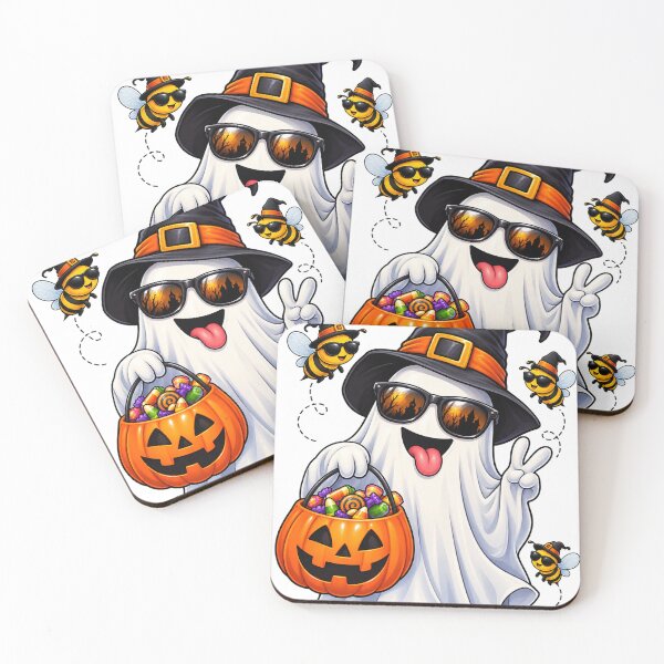 Item preview, Funny Ghost & Bee Halloween Crew Sticker designed and sold by CreativeNest Prints.