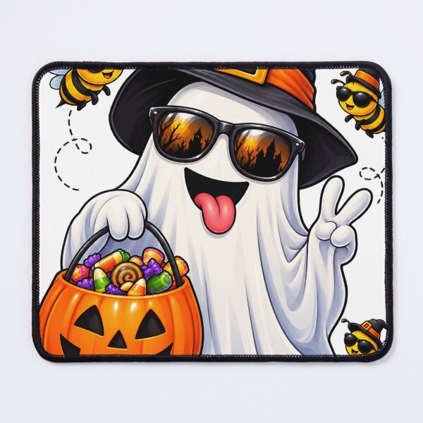 Item preview, Funny Ghost & Bee Halloween Crew Sticker designed and sold by CreativeNest Prints.
