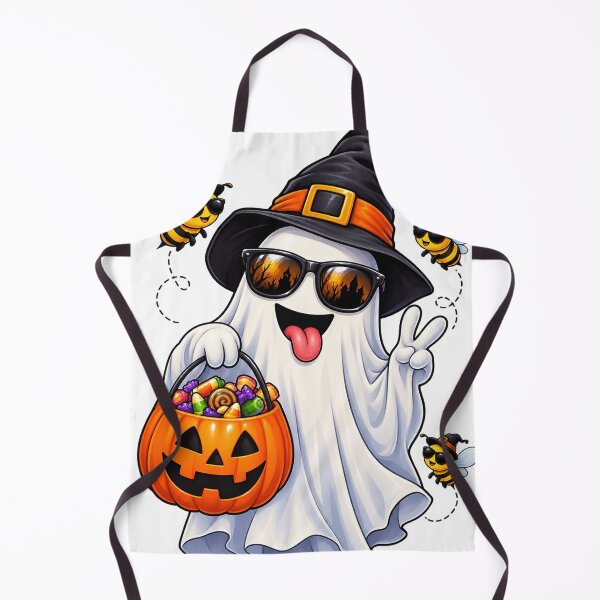 Item preview, Funny Ghost & Bee Halloween Crew Sticker designed and sold by CreativeNest Prints.