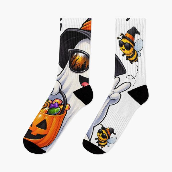 Item preview, Funny Ghost & Bee Halloween Crew Sticker designed and sold by CreativeNest Prints.