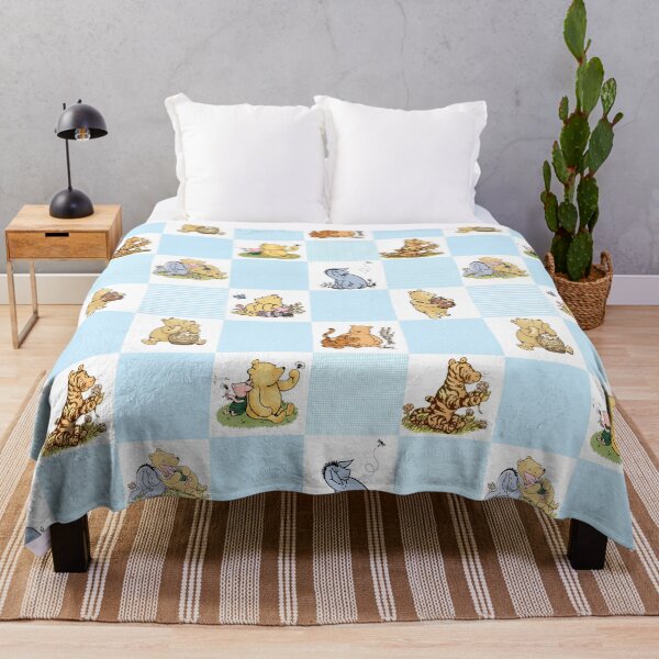 Item preview, Winnie the Pooh Classic Patchwork Cheater Quilt baby blue designed and sold by ColorFlowArt.