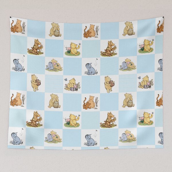 Item preview, Winnie the Pooh Classic Patchwork Cheater Quilt baby blue designed and sold by ColorFlowArt.