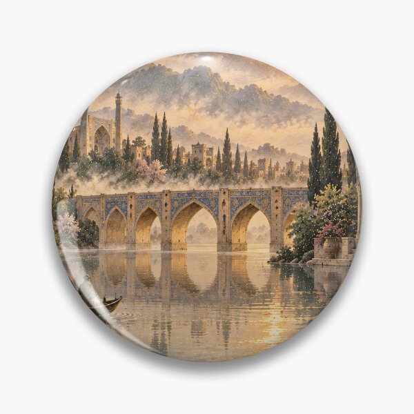 Item preview, Maximalist Persian Landscape Oil Painting Golden Sunset designed and sold by Jozefin's Studio.