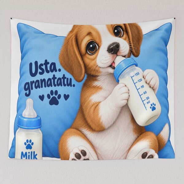 Item preview, Cute puppy drinking milk art  designed and sold by urbanshop7.