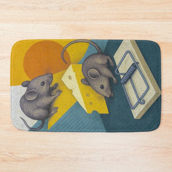 Item preview, Two Mice and Cheese illustration – A Classic Mousetrap Scene designed and sold by GalleryKauffeld.