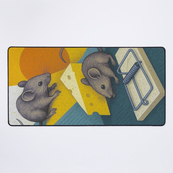 Item preview, Two Mice and Cheese illustration – A Classic Mousetrap Scene designed and sold by GalleryKauffeld.