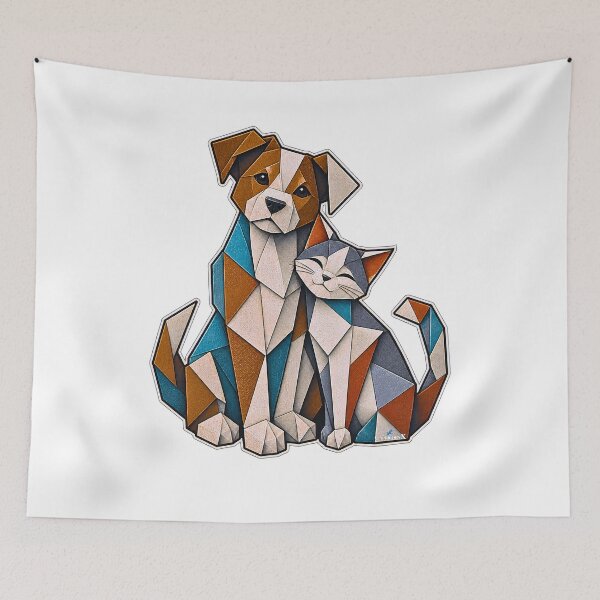 Item preview, Cute Origami Dog & Cat Best Friends designed and sold by EvergreenPark - Tee Studio.