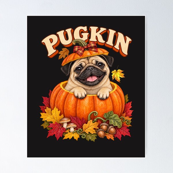 Item preview, Pug Pup Funny Pugkin Fall Pumpkin Spice Dog Pun  designed and sold by Cute & Sassy Custom Gifting Boutiques.