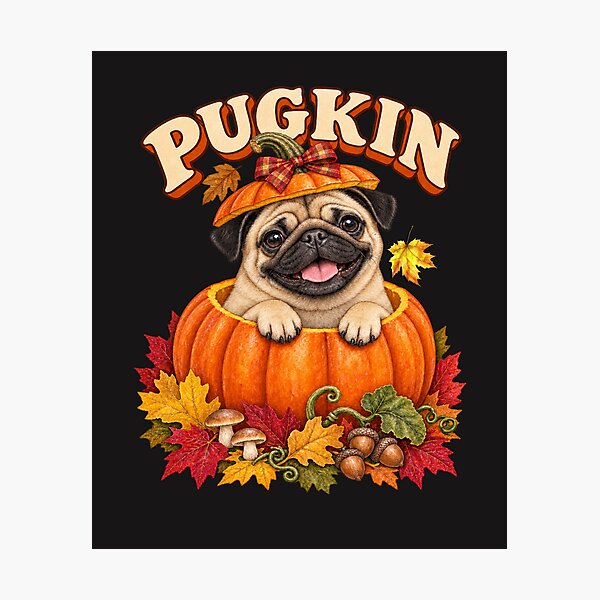 Item preview, Pug Pup Funny Pugkin Fall Pumpkin Spice Dog Pun  designed and sold by Cute & Sassy Custom Gifting Boutiques.