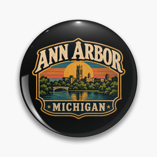 Item preview, Vintage Ann Arbor Michigan Retro Sunset Travel designed and sold by DemureArtsy.