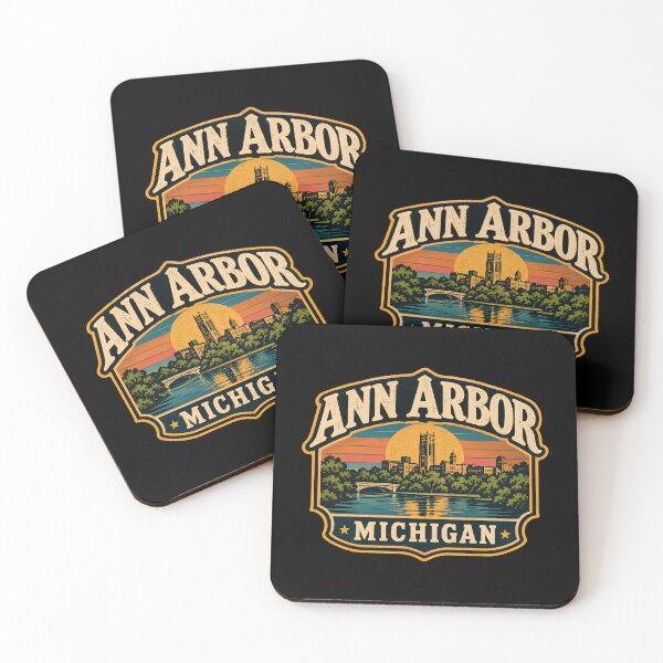 Item preview, Vintage Ann Arbor Michigan Retro Sunset Travel designed and sold by DemureArtsy.