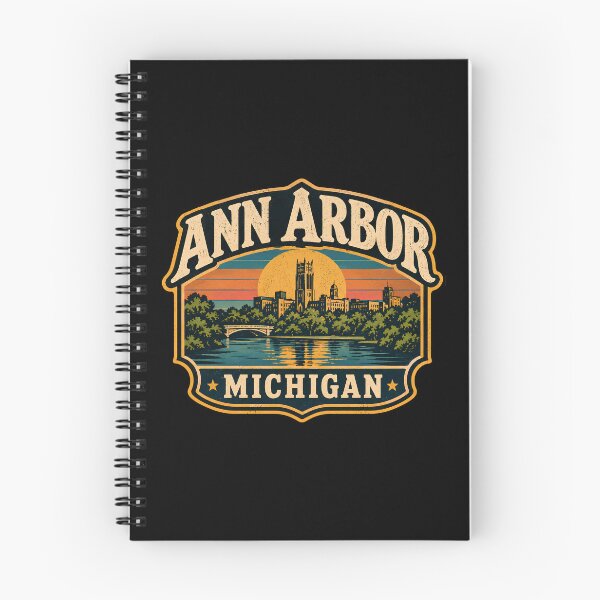 Item preview, Vintage Ann Arbor Michigan Retro Sunset Travel designed and sold by DemureArtsy.