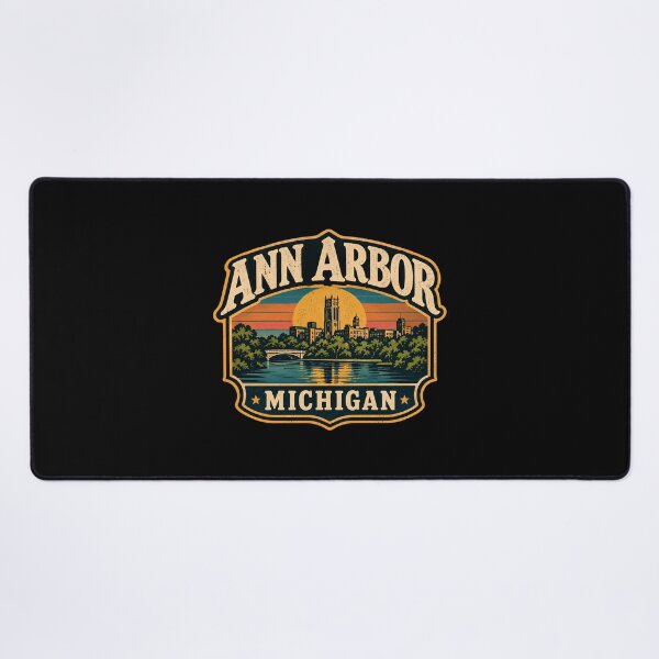 Item preview, Vintage Ann Arbor Michigan Retro Sunset Travel designed and sold by DemureArtsy.