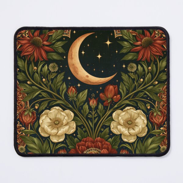 Item preview, Crescent Moon Botanical Floral Garden William Morris-style designed and sold by TheVintageEdit.