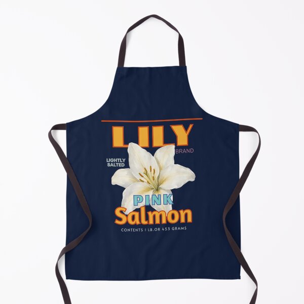 Item preview, LILY Brand Alaska Pink Salmon Label Lightly Salted Circa 1940 Vintage Nostalgia Blue Yellow White designed and sold by vle707.