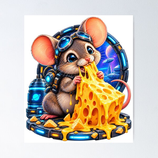 Item preview, Astronaut mouse cheese art designed and sold by urbanshop7.