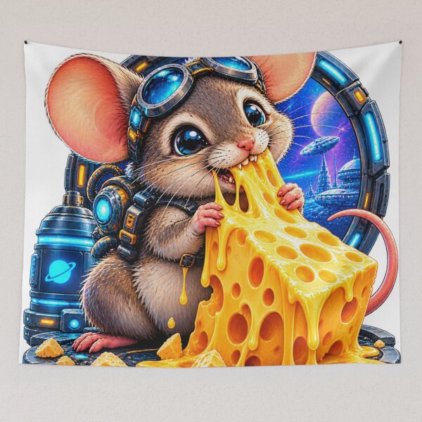 Item preview, Astronaut mouse cheese art designed and sold by urbanshop7.