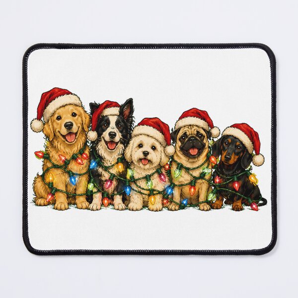 Item preview, Christmas Dogs in Lights Winter Puppy Family designed and sold by nortowelcomics.