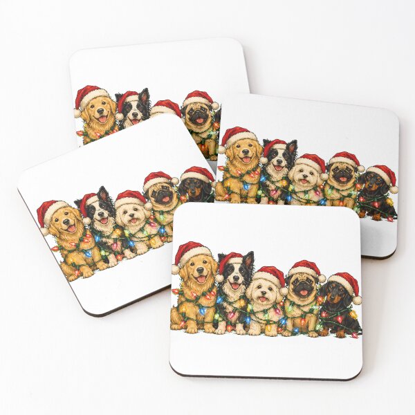 Item preview, Christmas Dogs in Lights Winter Puppy Family designed and sold by nortowelcomics.