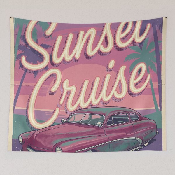Item preview, Vintage Sunset Cruise Lead Sled Poster Retro 1950s Custom Car Art Print designed and sold by Cozy-Old-Pub.