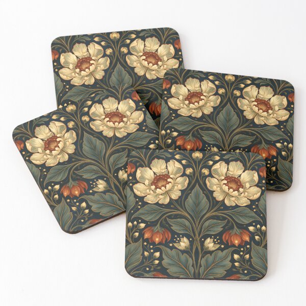Item preview, Arts and Crafts Dark Botanical Floral Pattern William Morris-style designed and sold by TheVintageEdit.