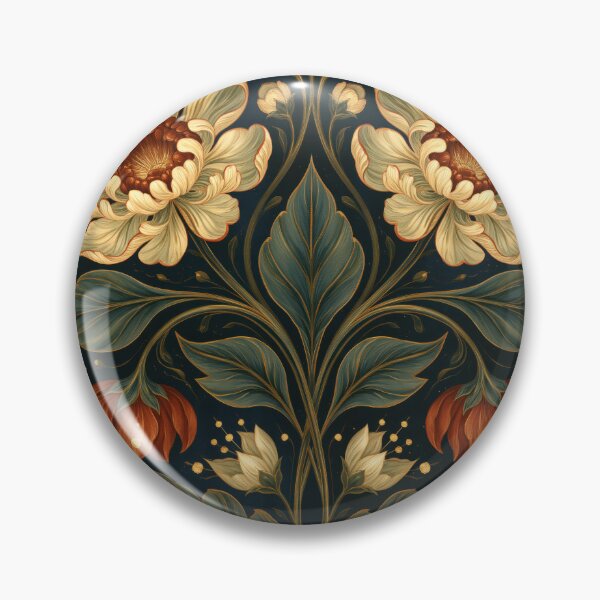 Item preview, Arts and Crafts Dark Botanical Floral Pattern William Morris-style designed and sold by TheVintageEdit.