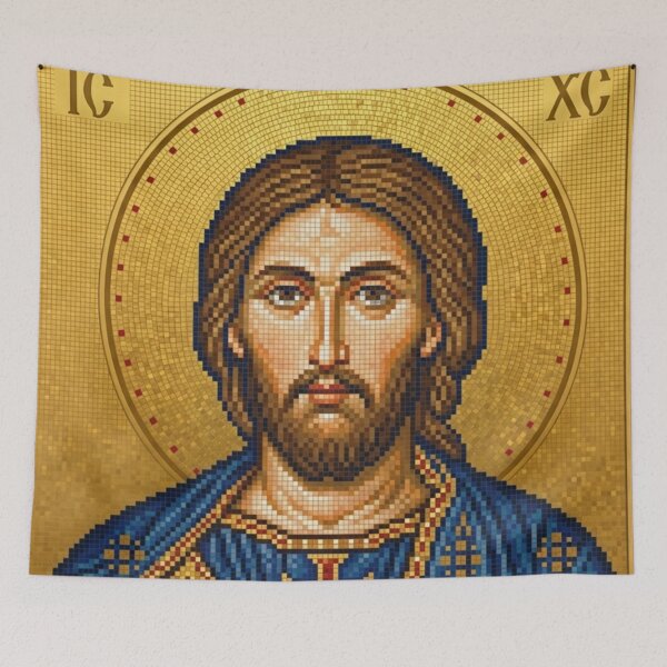 Item preview, Byzantine Icon of Jesus, Christian Sacred Art designed and sold by MantoSagrado.