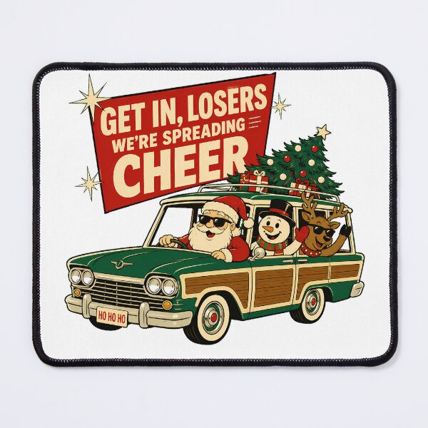 Item preview, Spreading Cheer Christmas Roadtrip Funny Santa Wagon designed and sold by nortowelcomics.