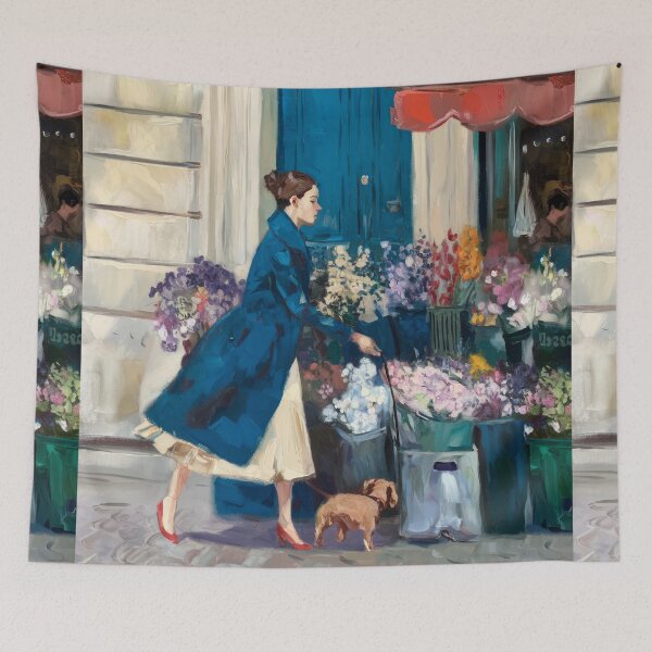 Item preview, Paris Flower Market Travel Poster – French Street Scene designed and sold by CARRAANN.