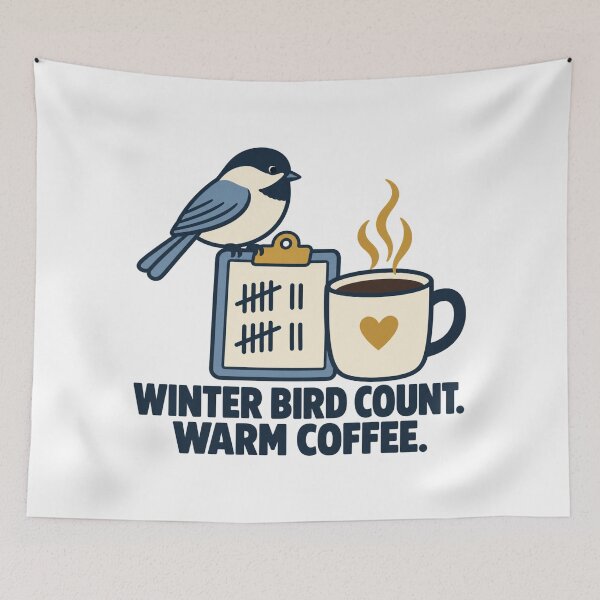 Item preview, Winter Bird Count Warm Coffee Backyard Birding designed and sold by DreamLayerStudio.