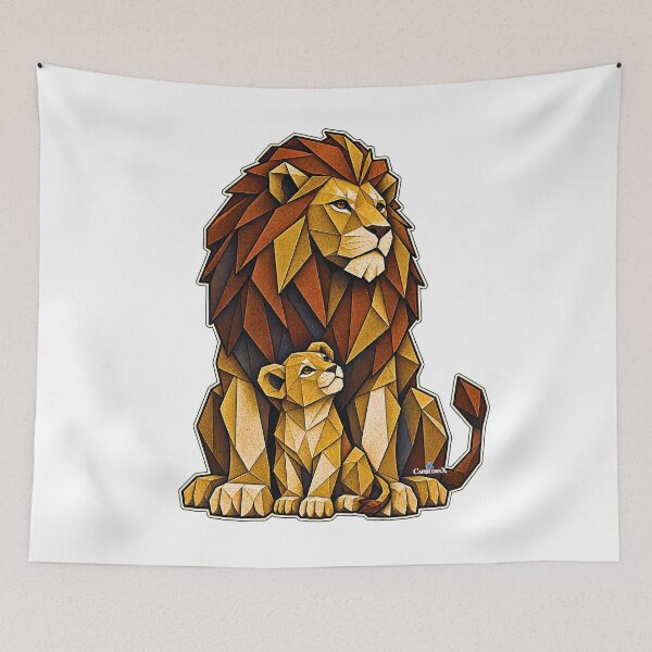 Item preview, Origami Lion & Cub Paper Art designed and sold by EvergreenPark - Tee Studio.
