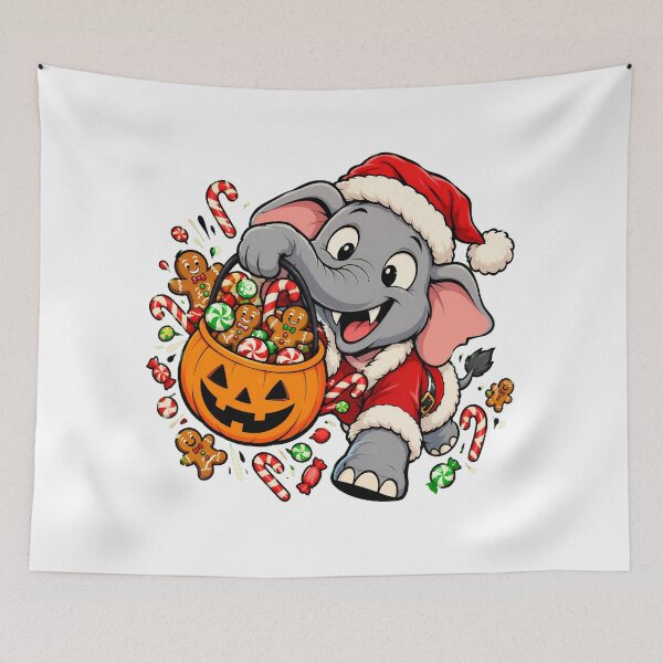 Item preview, Halloween Christmas Elephant Santa Spooky Creepmas Mashup designed and sold by nortowelcomics.