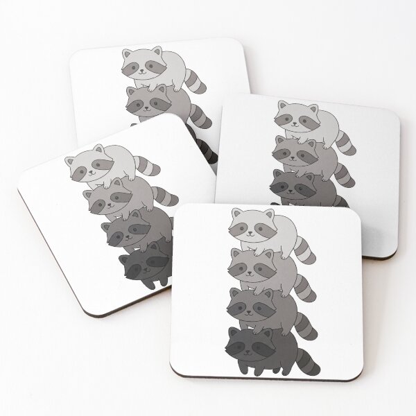 Item preview, Stacked Raccoons – Four Woodland Friends in Shades of Gray designed and sold by AliveStyle.