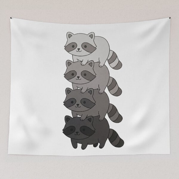 Item preview, Stacked Raccoons – Four Woodland Friends in Shades of Gray designed and sold by AliveStyle.