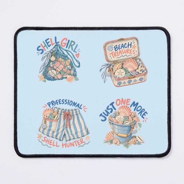 Item preview, Seashell Collector Sticker Pack – Shell Girl & Beachcombing Art designed and sold by SnugbugStudios.