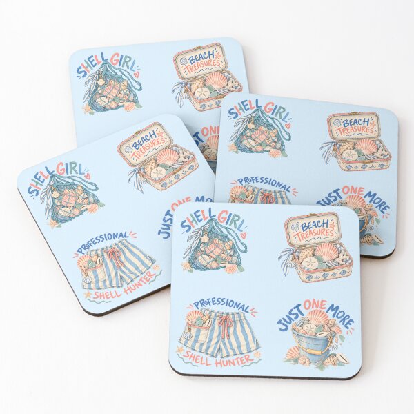Item preview, Seashell Collector Sticker Pack – Shell Girl & Beachcombing Art designed and sold by SnugbugStudios.