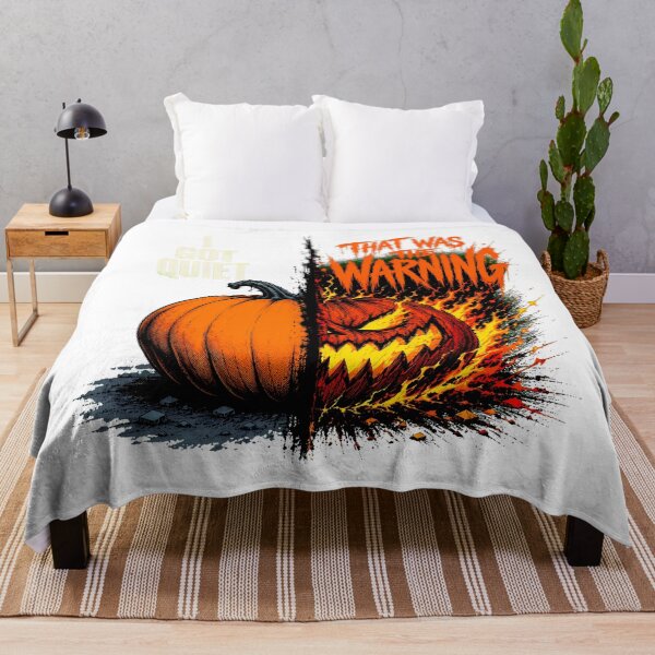 Item preview, Quiet Warning Halloween Pumpkin Grungy Edgy Horror designed and sold by nortowelcomics.