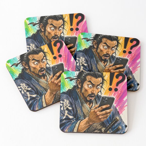 Item preview,  Ukiyo-e Shocked Samurai 侍 with Smartphone Funny Japanese Meme Art designed and sold by GrinGalore.