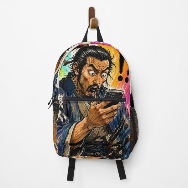 Item preview, Ukiyo-e Shocked Samurai 侍 with Smartphone Funny Japanese Meme Art designed and sold by GrinGalore.