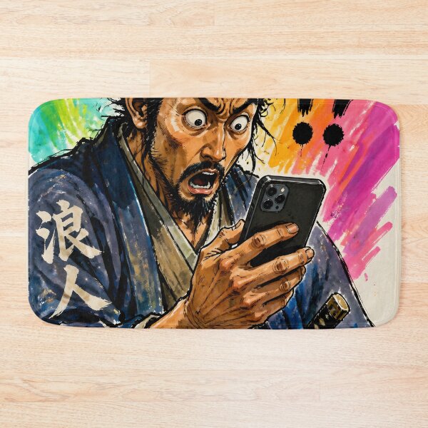 Item preview,  Ukiyo-e Shocked Samurai 侍 with Smartphone Funny Japanese Meme Art designed and sold by GrinGalore.