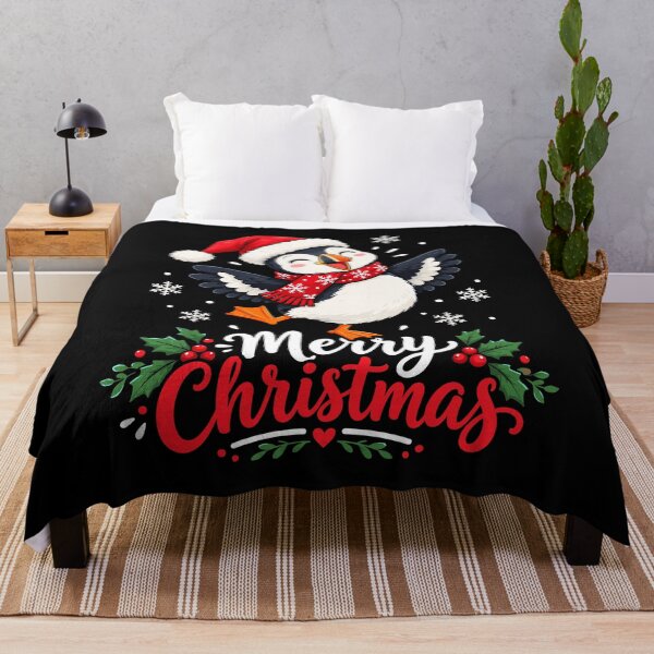 Aperçu de l'œuvre T-shirt de Noël amusant avec un macareux – Joyeux Noël avec un adorable macareux Père Noël créée et vendue par mraihan.