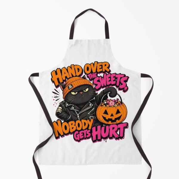 Item preview, Grumpy Black Cat Halloween Biker Punk Candy Thief designed and sold by nortowelcomics.