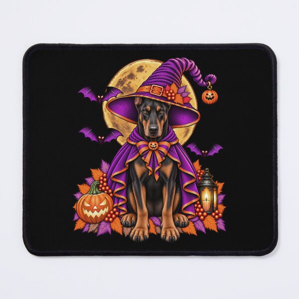 Item preview, Doberman Halloween Witch Costume & Spooky Pumpkin designed and sold by PixelsPaws.