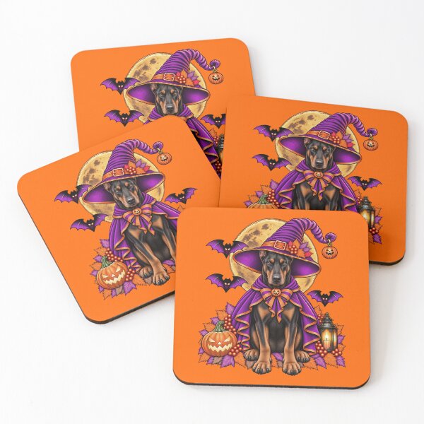 Item preview, Doberman Halloween Witch Costume & Spooky Pumpkin designed and sold by PixelsPaws.