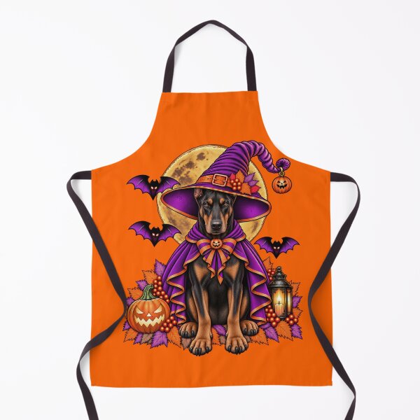 Item preview, Doberman Halloween Witch Costume & Spooky Pumpkin designed and sold by PixelsPaws.