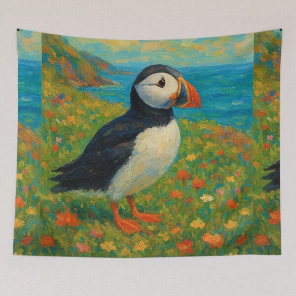 Item preview, Puffin Painting – Charming Seabird by the Ocean designed and sold by GalleryKauffeld.