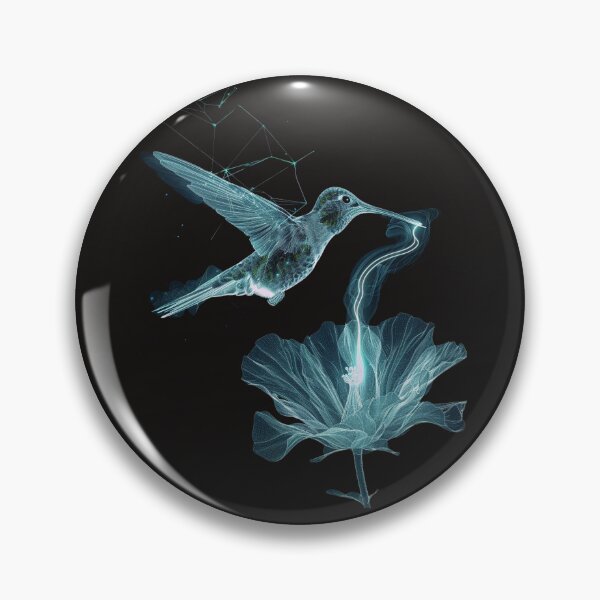 Item preview, A wireframe hummingbird in flight with a neon blur designed and sold by STATIC SOUL.