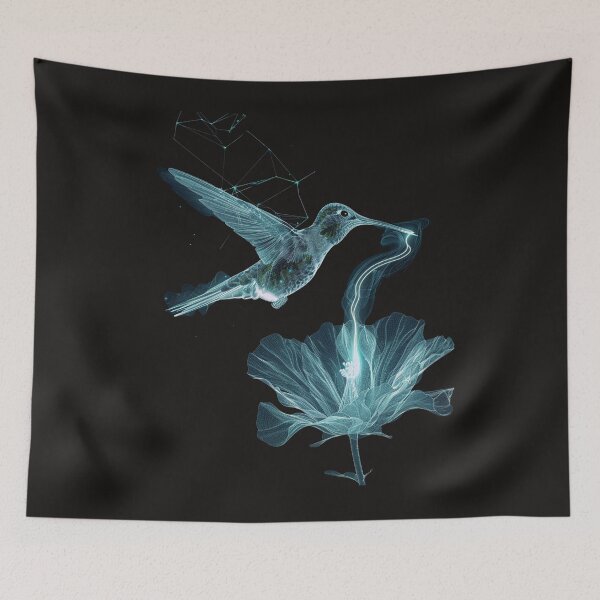 Item preview, A wireframe hummingbird in flight with a neon blur designed and sold by STATIC SOUL.