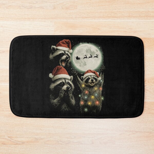 Artikelvorschau, Drei Waschbären mit dem Mond Weihnachten entworfen und verkauft von averyfoxdesigns.