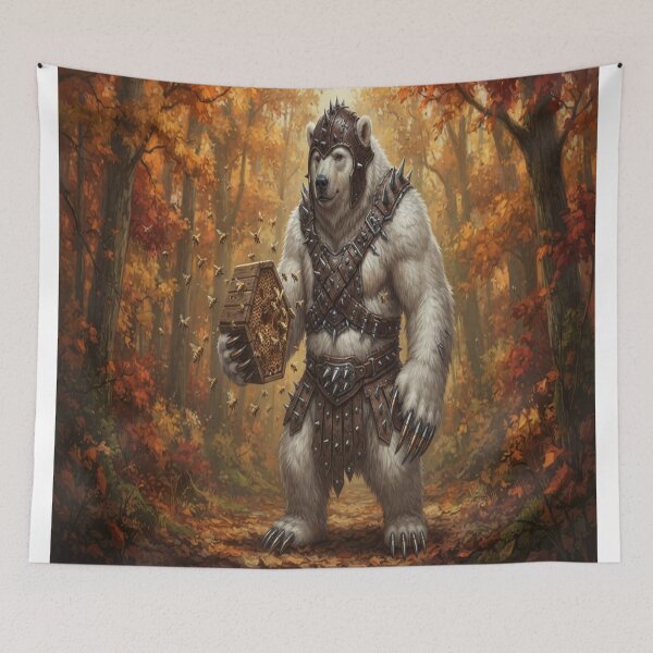 Item preview, Fantasy Warrior Polar Bear with Honeycomb and Spiked Armor Art designed and sold by AfresStudio.